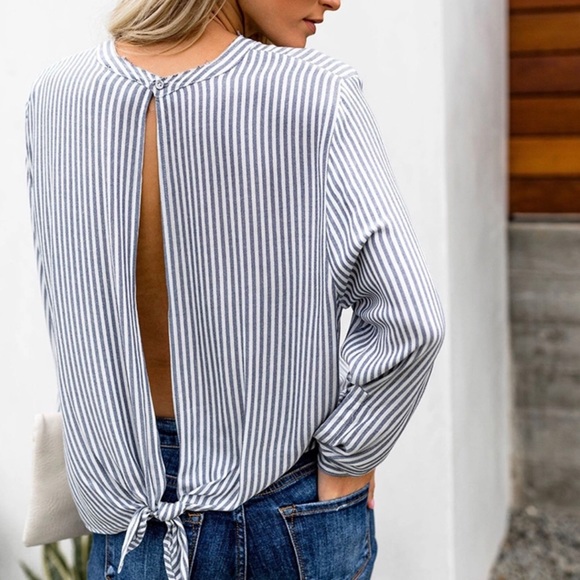 OPEN BACK & TIE FRONT TOP - Picture 2 of 8